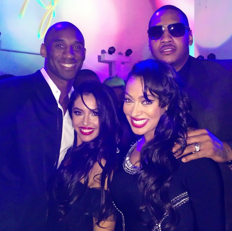 kobe and vanessa bryant-lala and carmelo anthony-michael jordans 50th birthday-the jasmine brand