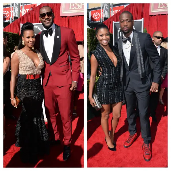 lebron james-fiance-gabrielle union-dwade-espys red carpet 2013-the jasmine brand