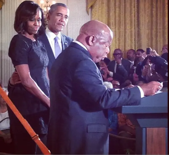 john lewis-michelle obama-president obama-star jones-and grandmother-visit white house 2013-the jasmine brand
