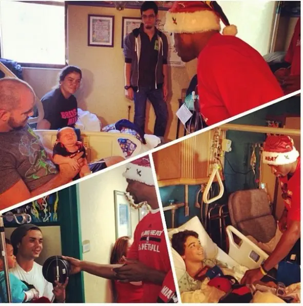christopher bosh-d wade-miami heat-deliver christmas gifts-visit hospital 2013-the jasmine brand
