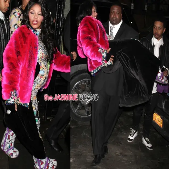 lil kim-pregnant-escorted-new york fashion week 2014-the jasmine brand