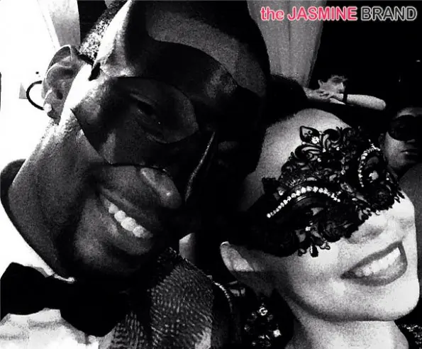 adrienne bosh mask selfie-christopher bosh-30th birthday-cirquedunoir 2014-the jasmine brand