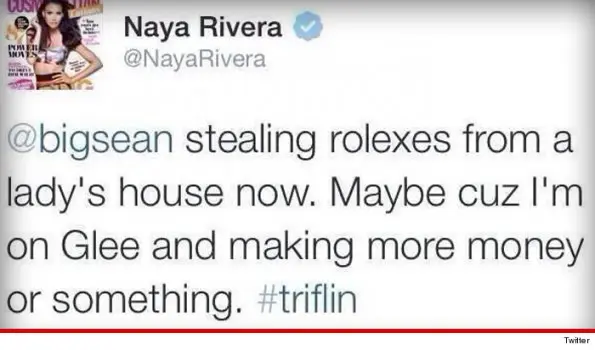 naya rivera-big sean stole rolex-twitter beef-the jasmine brand