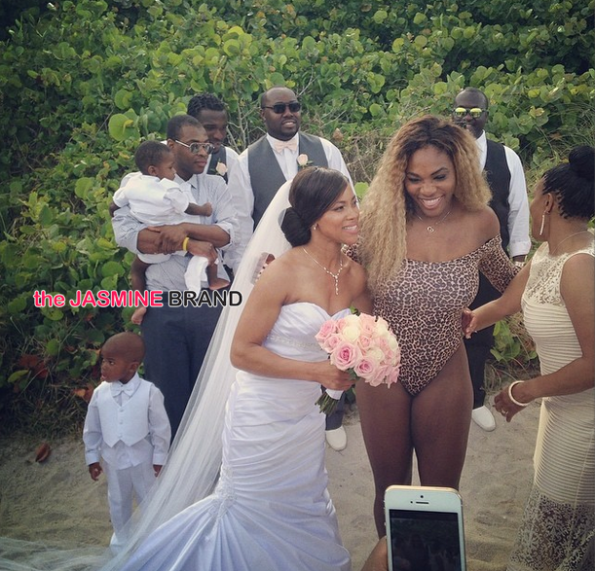 serena williams-crashes beach wedding in swimsuit-the jasmine brand