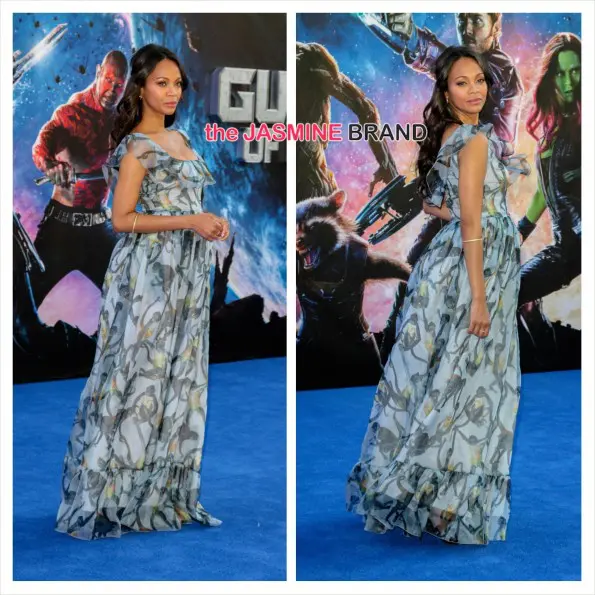 guardians of the galaxy-zoe saldana pregnat red carpet with twins the jasmine brand