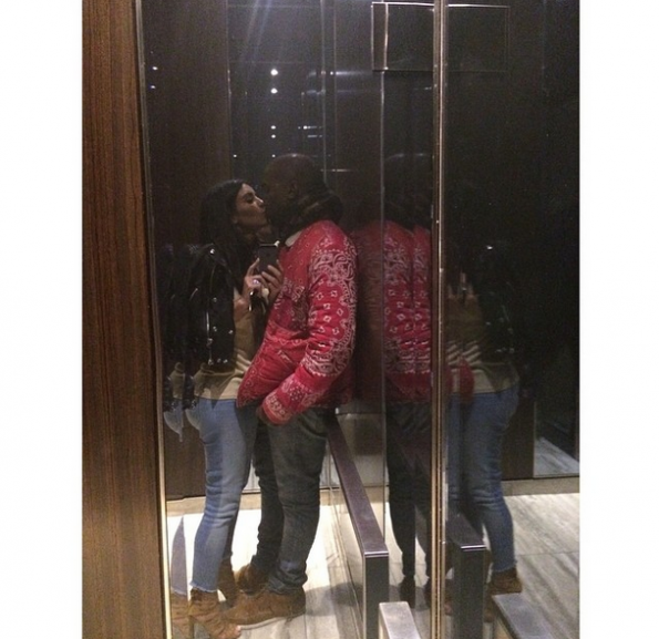 kim kardashian and kanye west-elevator kiss-the jasmine brand