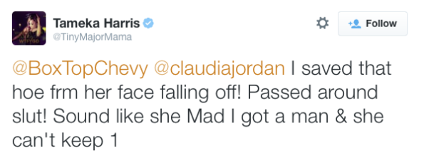 Tameka Tiny Cottle Claudia Jordan Tweet-2015-The Jasmine Brand 