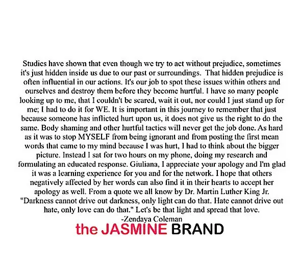 zendaya accepts-giuliana rancics apology-the jasmine brand