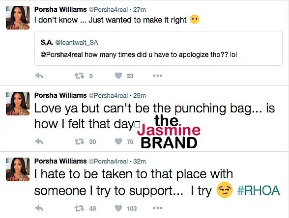 Porsha Williams Tweets About Fight With Cynthia Bailey-the jasmine brand