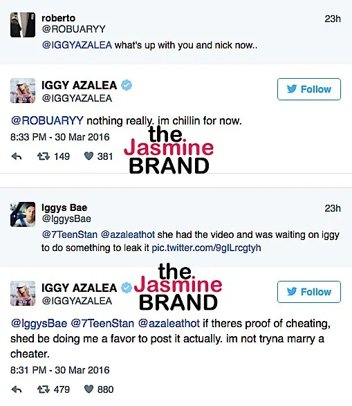 iggy azalea-does not want to marry a cheater-the jasmine brand