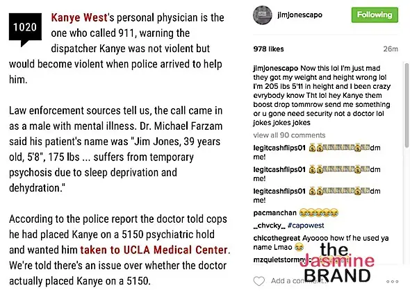 Kanye West Accused of Assaulting Gym Employee, Allegedly Put On Psychiatric Hold & Used 'Jim Jones' Alias Kanye West Accused of Assaulting Gym Employee, Allegedly Put On Psychiatric Hold & Used 'Jim Jones' Alias