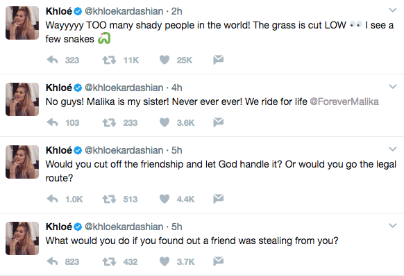 Khloe Kardashian Trashes Friend For Stealing From Her & It's NOT Malika Haqq Khloe Kardashian Trashes Friend For Stealing From Her & It's NOT Malika Haqq