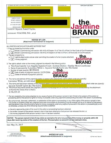 (EXCLUSIVE) The Game Hit w/ 200k Lien By 40 Glocc Over $20 Viacom Lawsuit (EXCLUSIVE) The Game Hit w/ 200k Lien By 40 Glocc Over $20 Viacom Lawsuit