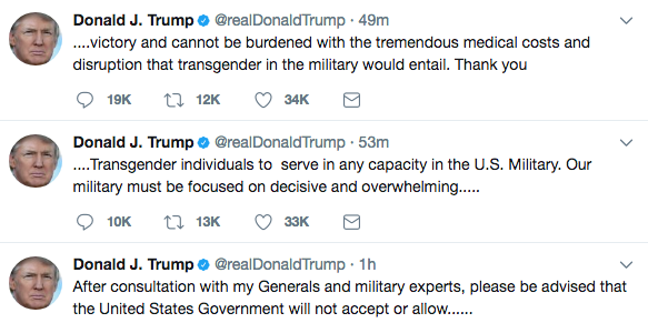 Donald Trump: Transgender People Banned From Military Donald Trump: Transgender People Banned From Military