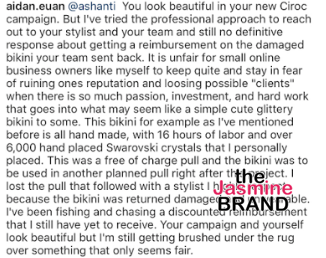 Designer Blasts Ashanti - You returned my bikini filthy, now pay for it! Designer Blasts Ashanti - You returned my bikini filthy, now pay for it!