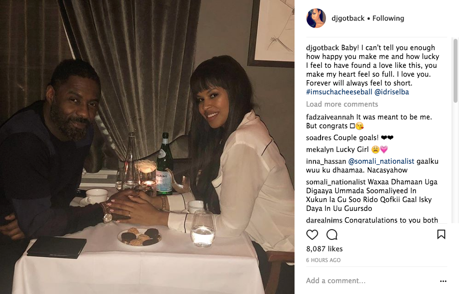 Idris Elba's Fiancee Pens Sweet Message After Proposal Idris Elba's Fiancee Pens Sweet Message After Proposal
