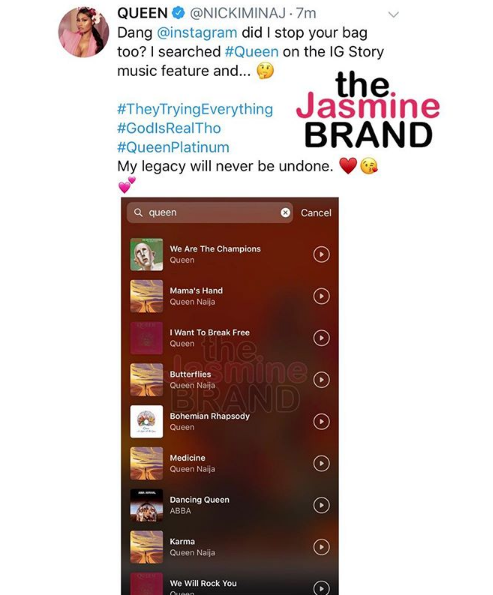 Nicki Minaj Accuses Instagram Of Blocking Her New Album Nicki Minaj Accuses Instagram Of Blocking Her New Album