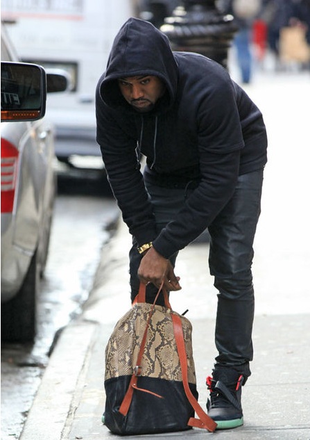 Kanye West Photo: Kanye West: Snakeskin Backpack in NYC
