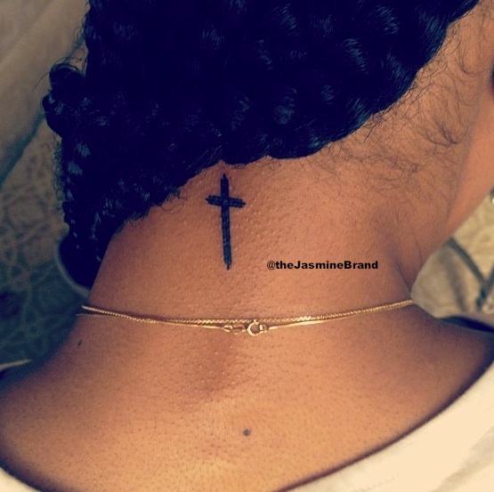 neck cross tattoos