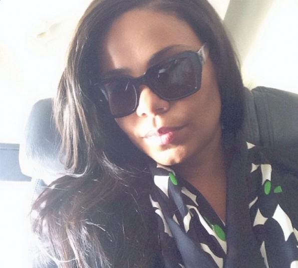 sanaa lathan-airplane selfie-the jasmine brand