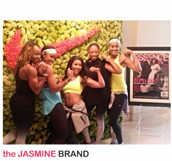 group shot-kelly rowland-skylar diggins-essence red carpet-move more-world fit for kids 2014-the jasmine brand