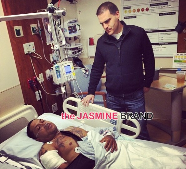 dave mays-visits benzino-hosptial post shooting at mothers funeral-the jasmine brand