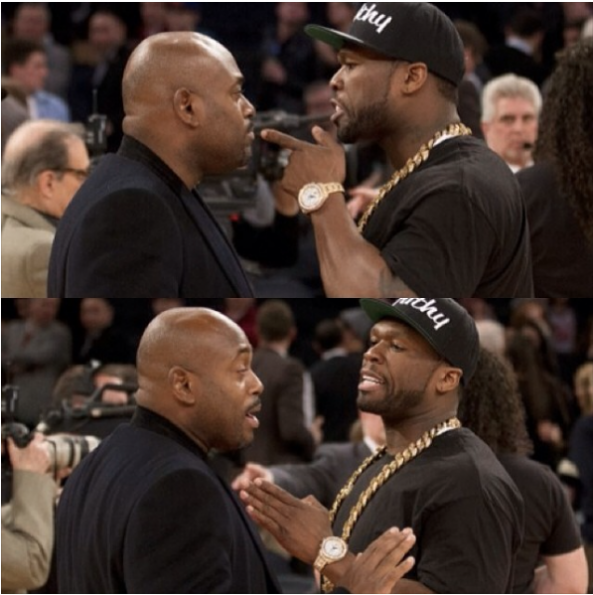 steve stoute-50 cent-yelling match at knicks game-the jasmine brand