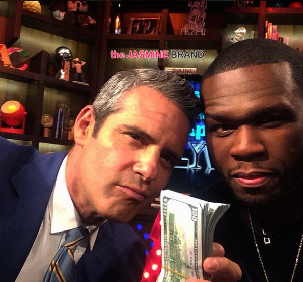 celebrity spottings 50 cent visits andy cohen watch what happens live the jasmine brand