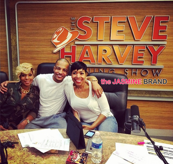 rapper ti and mary j blige visit the steve harvey morning show the jasmine brand