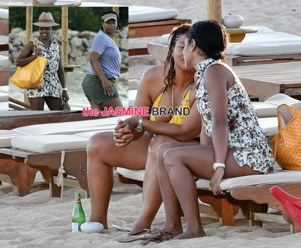 queen latifah-girlfriend share rare private moment on the beach-the jasmine brand