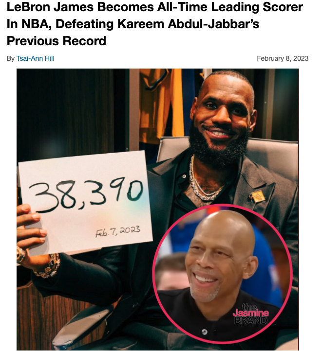 Kareem Abdul Jabbar Not At All Bothered By Lebron James Beating His