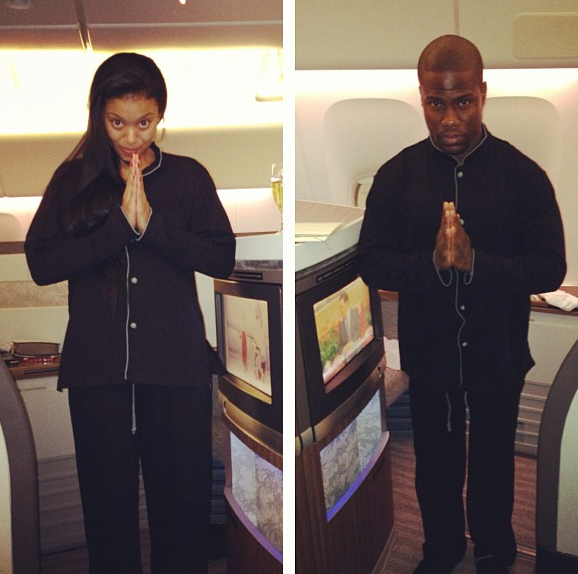Kevin Hart & Girlfriend Eniko, Jet Set in Pajamas for Christmas