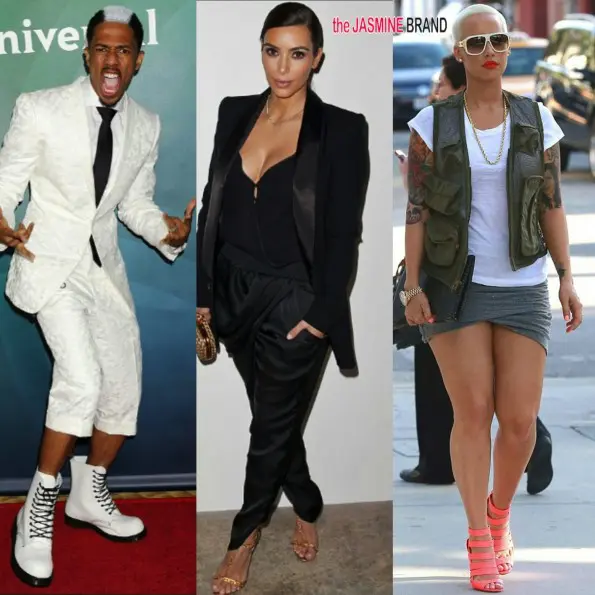 nick cannon-skunk hair-kim kardashian-amber rose street style 2014-the jasmine brand