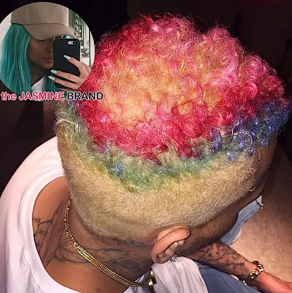 Taste the Rainbow! Chris Brown & Kylie Jenner Debut Colorful Hair [Photos]