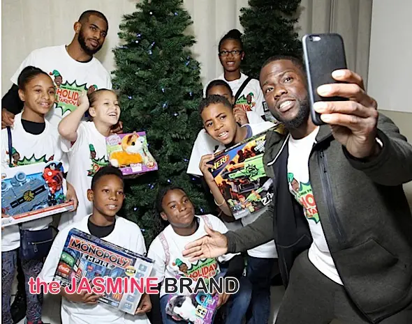 NBA’s Chris Paul & Kevin Hart Donate Toys to Over 900 Kids! [VIDEO]
