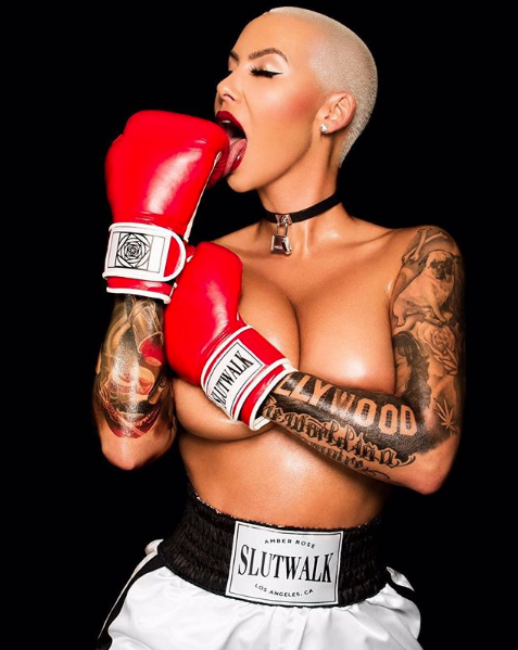 Amber Rose Takes Her Shirt Off For SlutWalk Announcement [Photo]