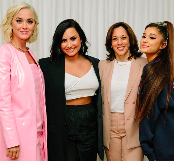 Senator Kamala Harris Spotted W/ Katy Perry, Demi Lovato & Ariana Grande [Photos]