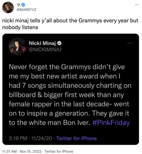 nicki minaj grammy snubs