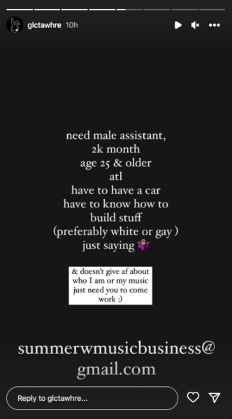 Summer Walker assistant post