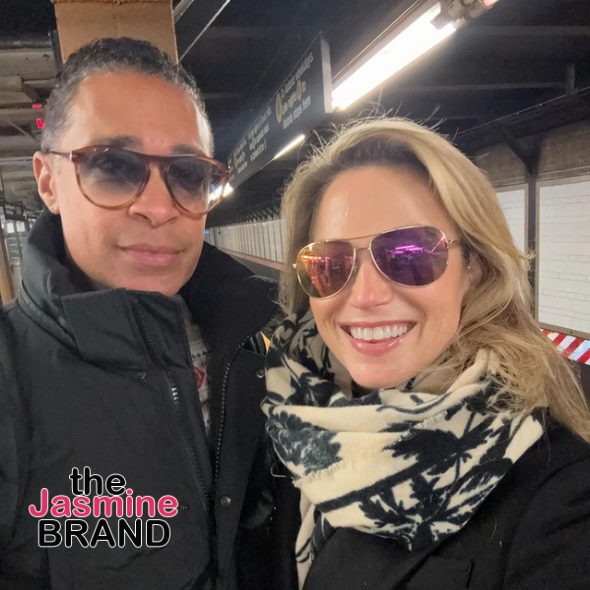 Amy Robach Agrees Boyfriend T.J. Holmes Gets Treated ‘Very Differently’ As A Black Man After He’s  Accused Of Stealing Woman’s Cell Phone On A Flight