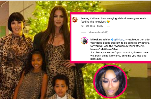 Khloé Kardashian Responds To Critic Comparing Her Thanksgiving Activities To Tokyo Toni’s, Who Helped The Less Fortunate