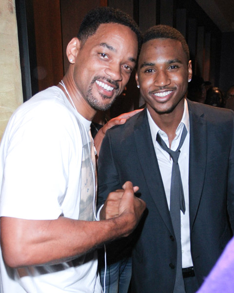 Will Smith and Trey Songz are spotted at The Moet Rose Lounge in Miami to B...