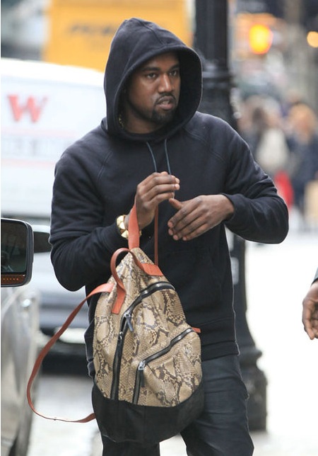 Spotted. Stalked. Scene. Kanye & His Snakeskin Backpack