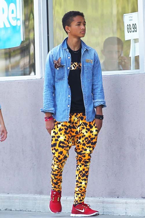 Jaden Smith steps out in a pair of leopard harem trousers as he and his  MSFTS boys hit up Toys R Us  Daily Mail Online