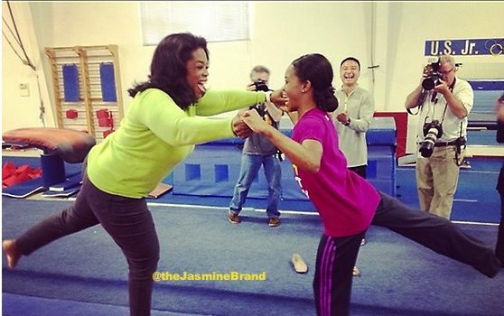 [Photos] Gabby Douglas Teaches Oprah Winfrey Gymnastics For ‘Next Chapter’
