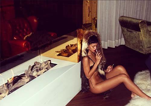 Rihanna Forgets Her Panties By the Fireplace
