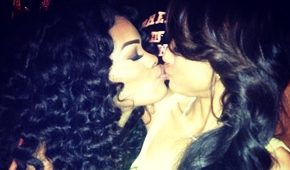 [Photos] Karrueche Tran Kisses Teyana Taylor At Midnight, Instead of Chris Brown