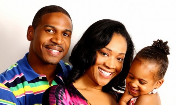 Mimi Faust with her ex-boyfriend Steve J. and her child; a daughter named Eva Giselle