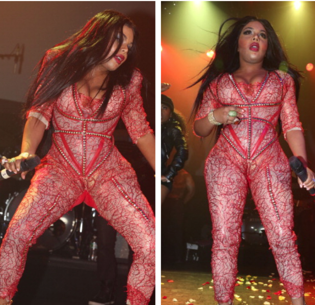 [Photos] Queen of Catsuits: Lil Kim Serves Skin Tight Body Suit Lace for NYC Show