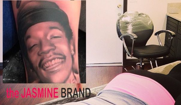 Ouch! Amber Rose Gets Wiz Khalifa’s Face Tattoo’ed On Her + Wiz Says Baby Weed Sock Critics Can Go ‘Eff Themselves!’